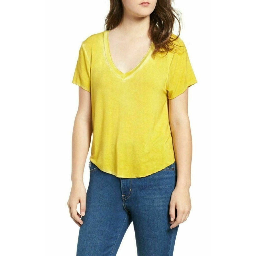 Ten Sixty Sherman Women's Meet & Greet V-Neck Tee Size Medium Yellow
